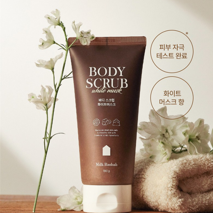 Молочный скраб для тела с баобабом и белым мускусом, 180 г