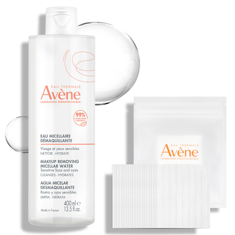 Мицеллярная очищающая вода Avene + 20 ватных дисков, 400 мл