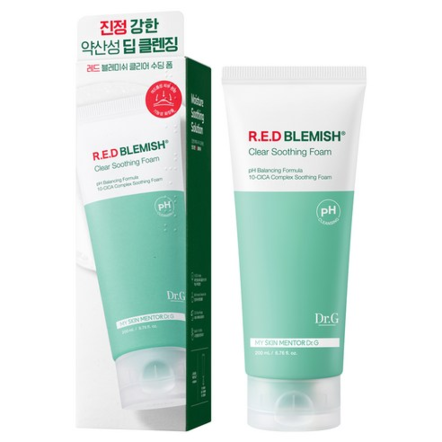 Dr.G pH Cleansing R.E.D Blemish Clear Soothing Foam – успокаивающая пенка для умывания, 200 мл