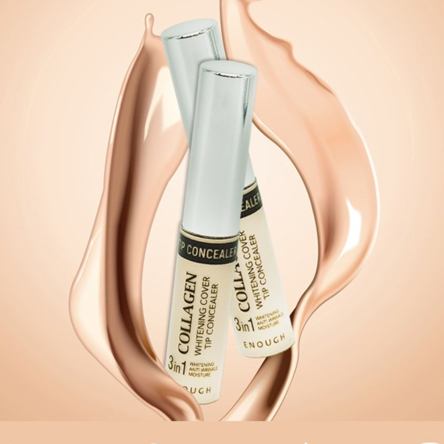 Жидкий консилер ENOUGH Collagen Whitening Cover Tip с достаточным количеством коллагена, 9 г, № 3 Натуральный бежевый, 1шт