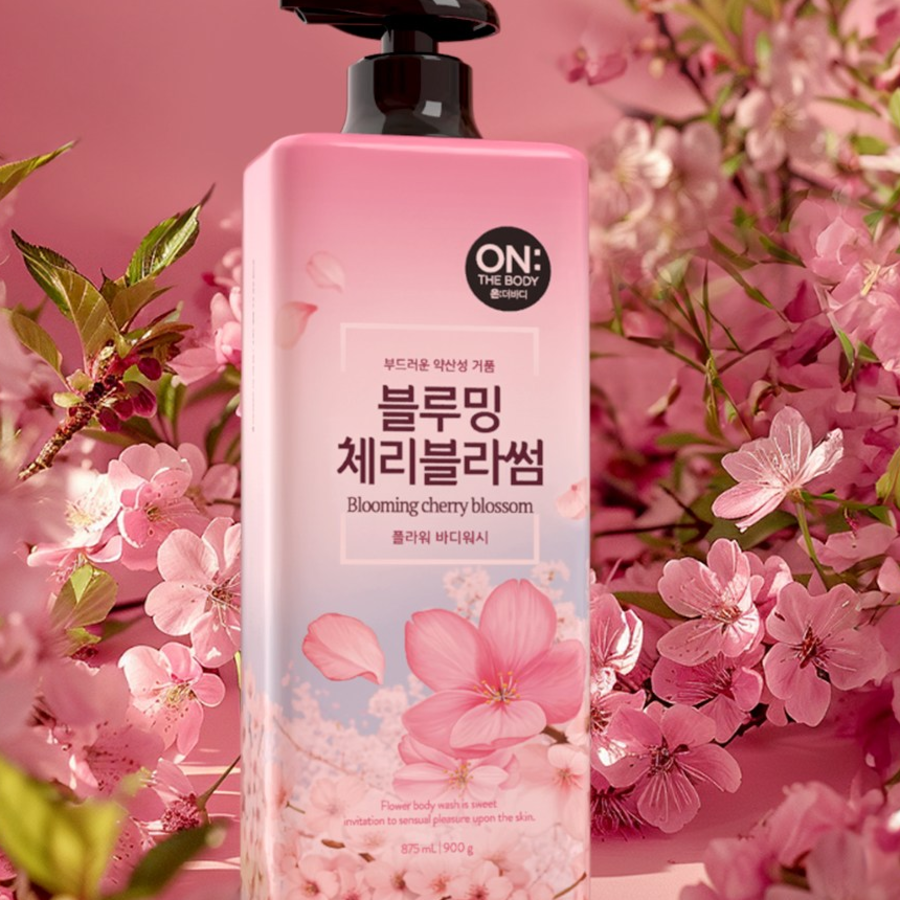 On the Body Flower  парфюм-гель для душа с ароматом цветущей вишни, 900 мл