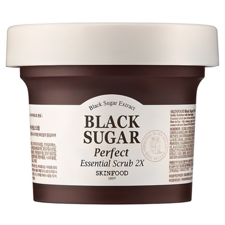 SKINFOOD Black Sugar Perfect Essential Scrub 2X – многофункциональный сахарный скраб для лица, 210 г