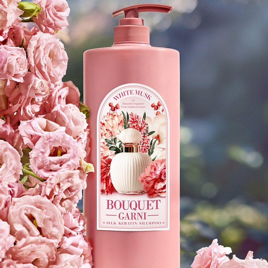 Bouquet Garni Silk Keratin Шампунь Белый Мускус, 1,5л