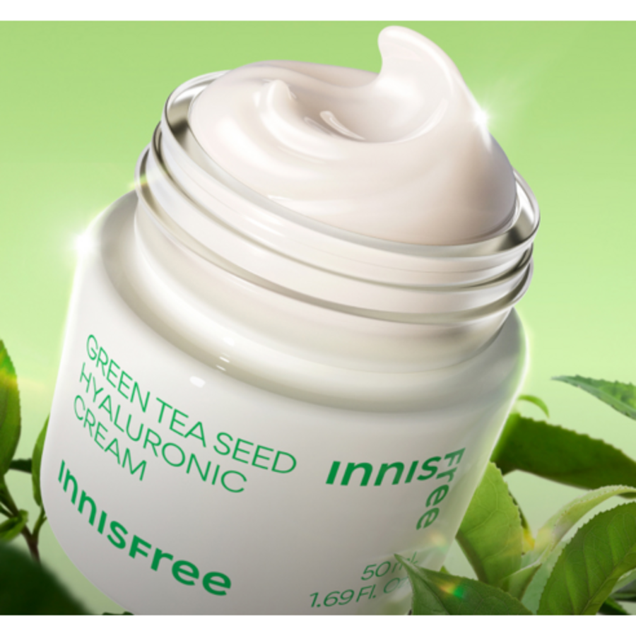 Увлажняющий крем с гиалуроновой кислотой из семян зеленого чая Innisfree New, 50 мл (скидка -40%)