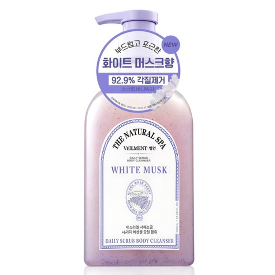 VELMAN Spa Long-Lasting Scent Mild Acidic Perfume Scrub Body Wash White Musk – парфюмированный скраб-гель для душа с белым мускусом, 500 мл