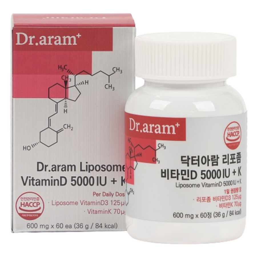 Dr. Aram Липосомальный витамин D 5000МЕ Витамин К 36г, 60 таблеток, 1 шт.