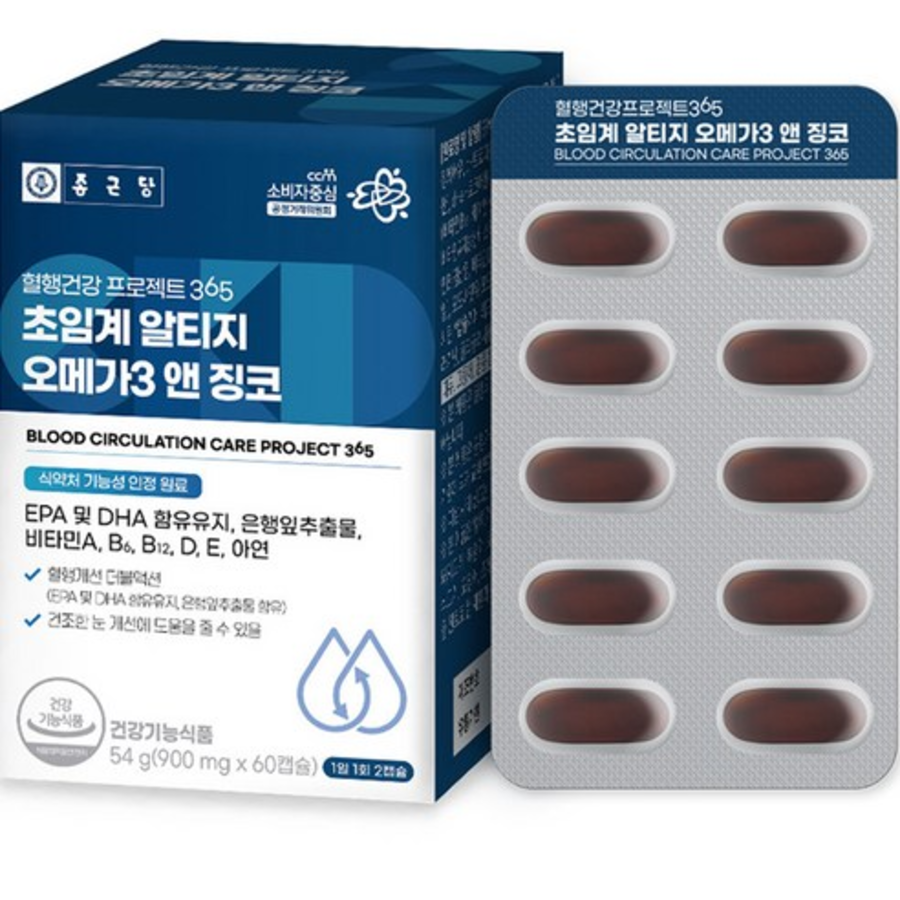 Chong Kun Dang Blood Circulation Health Project 365 Supercritical Alti-G Omega 3 и Ginko, 60 таблеток, 1 штука (скидка-35%)