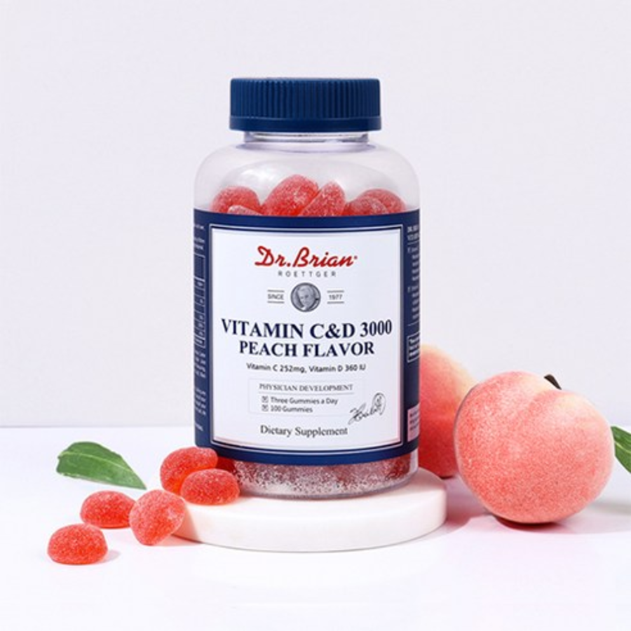 Dr. Brian Витамин С и D 3000 со вкусом персика, 100 таблеток (скидка -17%)