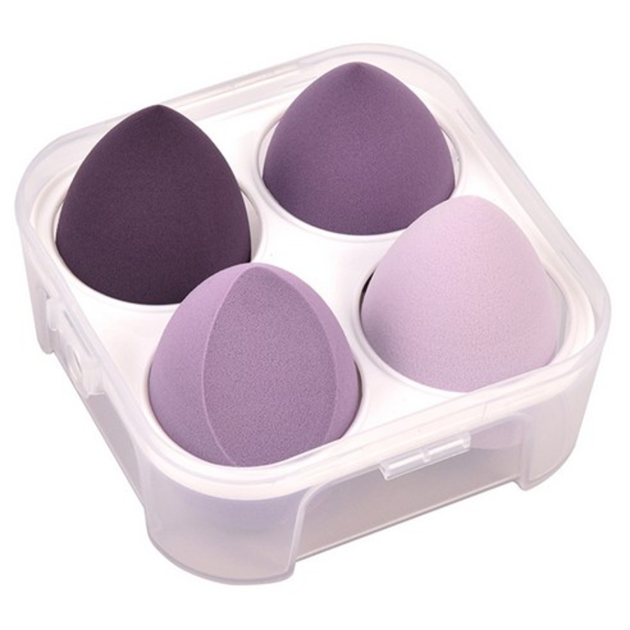 Спонж для макияжа Titan Beauty Water drop Egg Puff, 4 шт. + набор футляров, фиолетовая, 1 комплект (скидка -8%)