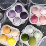 Спонж для макияжа Titan Beauty Water drop Egg Puff, 4 шт. + набор футляров, фиолетовая, 1 комплект (скидка -8%)
