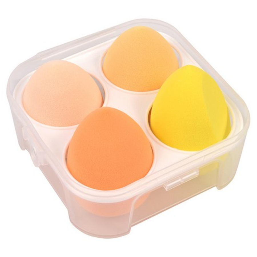 Спонж для макияжа Titan Beauty Water drop Egg Puff, 4 шт. + набор футляров, желтая, 1 комплект (скидка -8%)