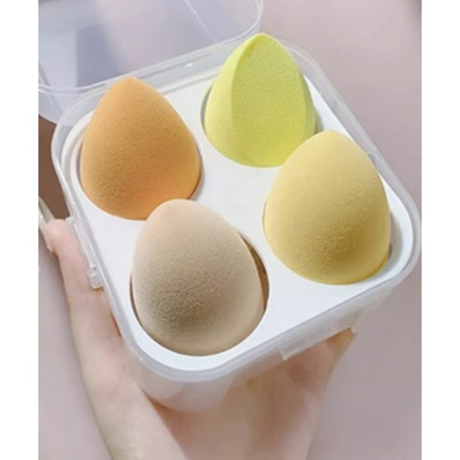 Спонж для макияжа Titan Beauty Water drop Egg Puff, 4 шт. + набор футляров, желтая, 1 комплект (скидка -8%)