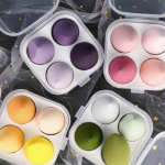 Спонж для макияжа Titan Beauty Water drop Egg Puff, 4 шт. + набор футляров, желтая, 1 комплект (скидка -8%)