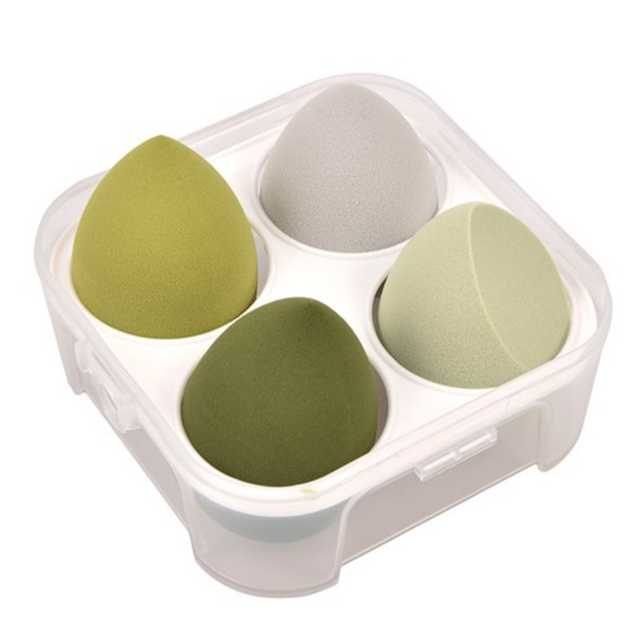 Спонж для макияжа Titan Beauty Water drop Egg Puff, 4 шт. + набор футляров, Зеленая, 1 комплект (скидка -12%)