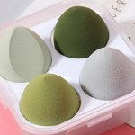 Спонж для макияжа Titan Beauty Water drop Egg Puff, 4 шт. + набор футляров, Зеленая, 1 комплект (скидка -12%)