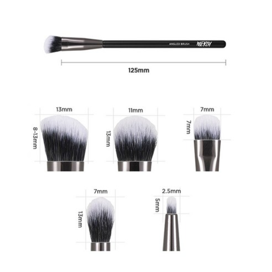 Набор кистей для макияжа глаз Merge из 5 штук, черный, 1 комплект