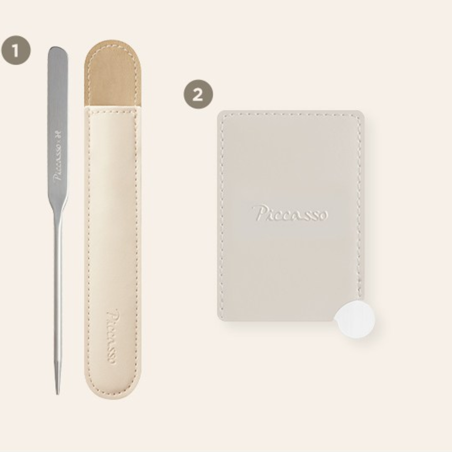 Piccasso Ham Kyung Shik Makeup Spatula + Mini Mixing Palette Set – профессиональный шпатель и мини-палетка для макияжа, набор