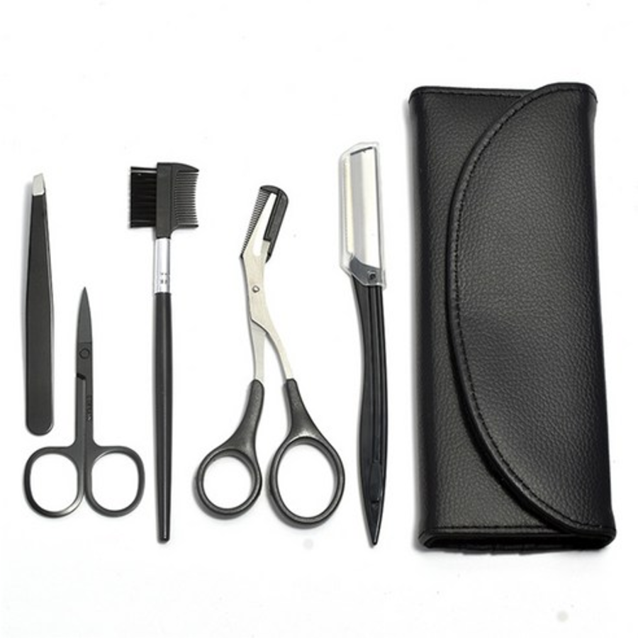 Jjuniz Eyebrow Razor & Scissors Set – профессиональный набор для ухода за бровями, чёрный