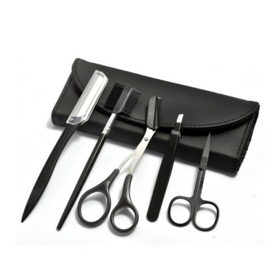 Jjuniz Eyebrow Razor & Scissors Set – профессиональный набор для ухода за бровями, чёрный