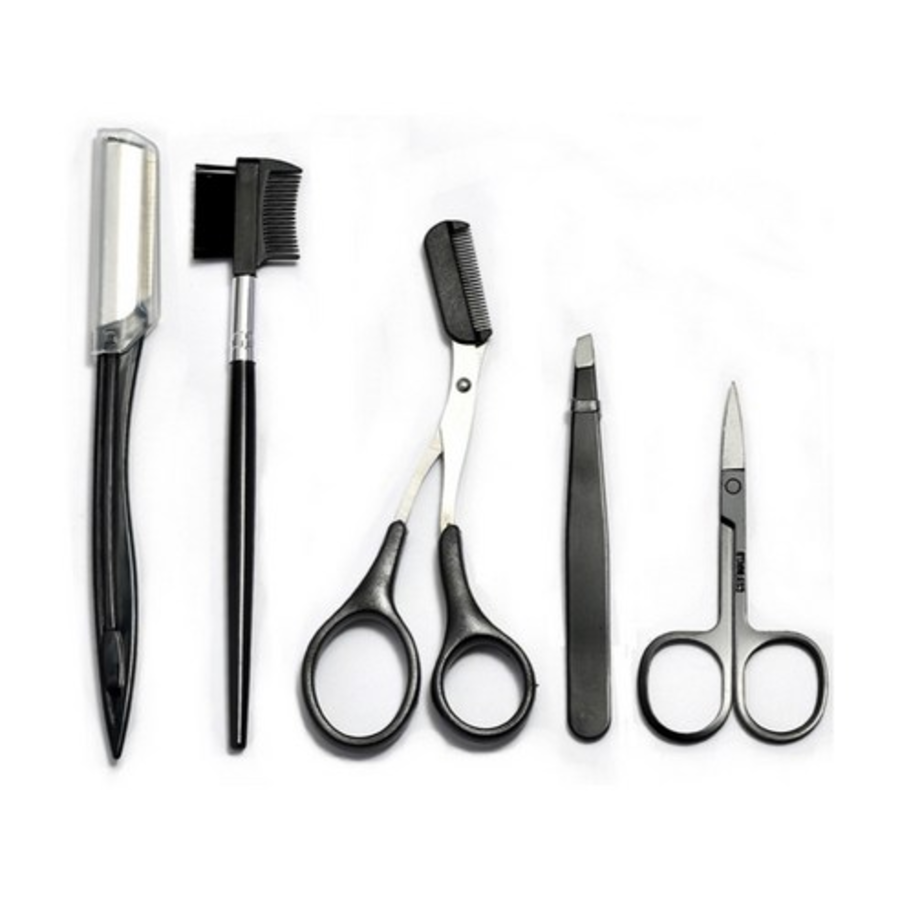 Jjuniz Eyebrow Razor & Scissors Set – профессиональный набор для ухода за бровями, чёрный