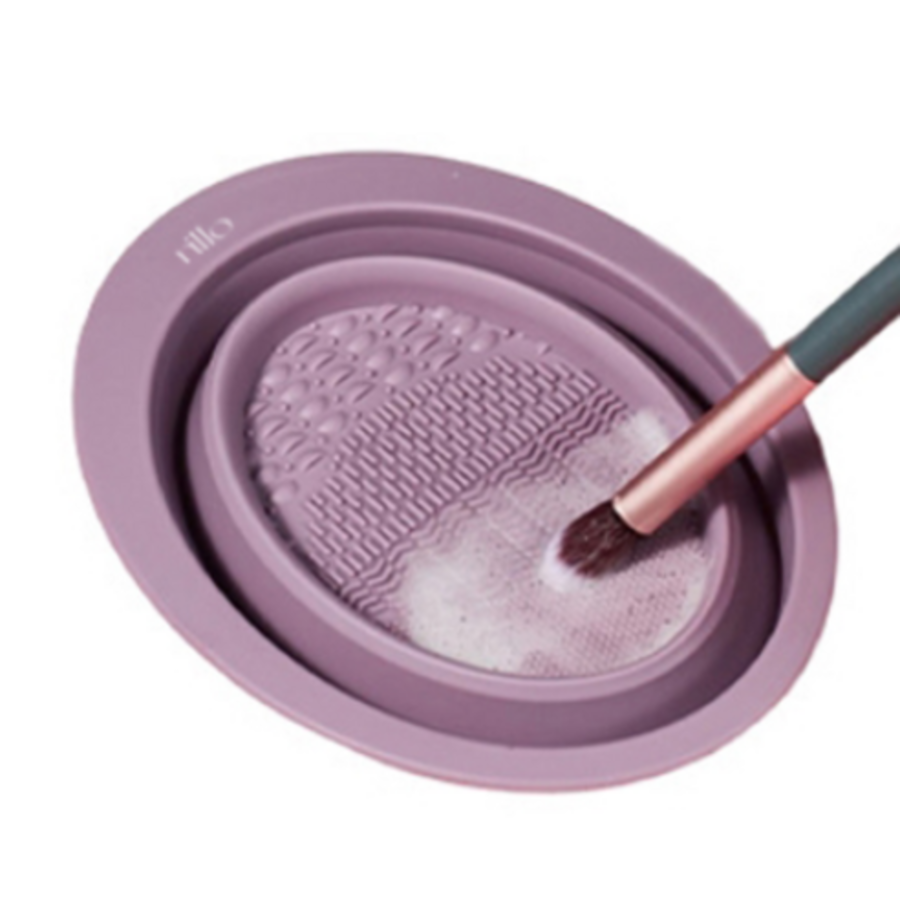 Очищающее средство Nilo Makeup Brush Cleanser 500 мл + Стакан + Подушечка для умывания фиолетового цвета, 1 комплект