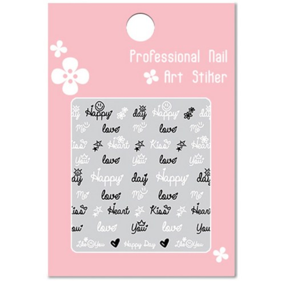 Профессиональная наклейка для дизайна ногтей Kuma Nail, Smile Letter Bk W..., 1 шт.(скидка-29%)