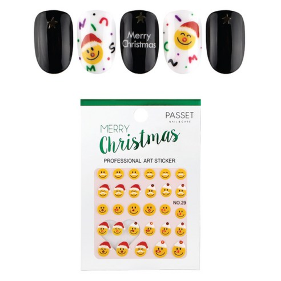 Рождественская наклейка для дизайна ногтей Passet, № 29, улыбающиеся глаза..., 1шт(скидка-14%)
