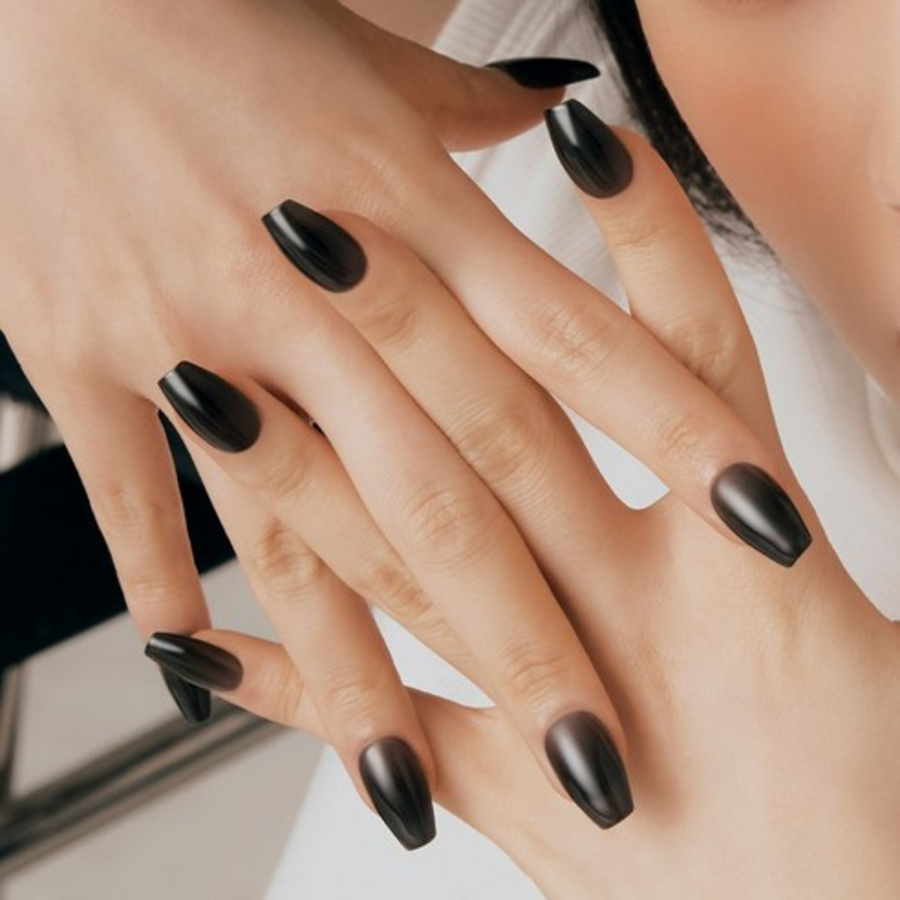 Типсы для ногтей Desing Diva Magic Press Coffin, прозрачно-черные, 1 шт. (скидка-9%)