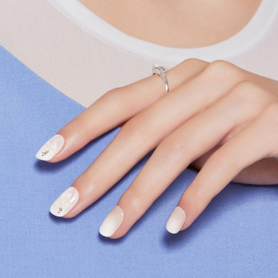 Набор типсов для ногтей Desing Diva Magic Press, белый мрамор, 1 набор