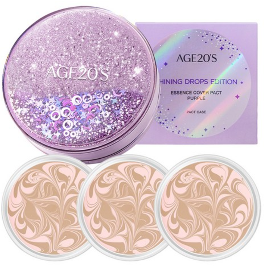 Age 20's Shining Drop Edition Essence Cover Pact – тональная основа в формате кушона, 12,5 г   3 шт., № 21 Pink Latte, 1 набор(скидка-31%)