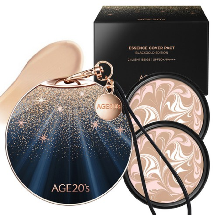 Age 20's Black Gold Edition Pact – тональная основа в формате кушона, 14 г  2 шт., № 21 светло-бежевый, 1 набор (Скидка-43%)