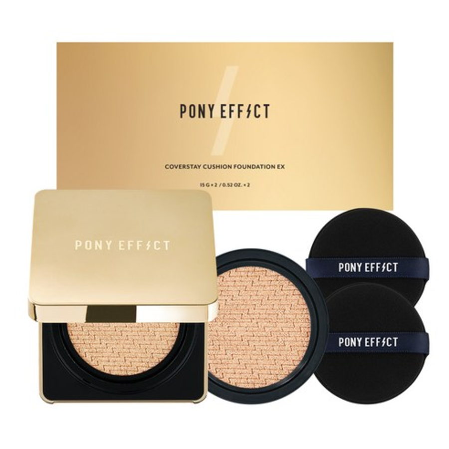 Pony Effect Cover Stay Cushion Foundation EX Основной продукт 15 г + сменный блок 15 г, Cool No. 21 Rose Ivory..., 1 набор (скидка-50%)