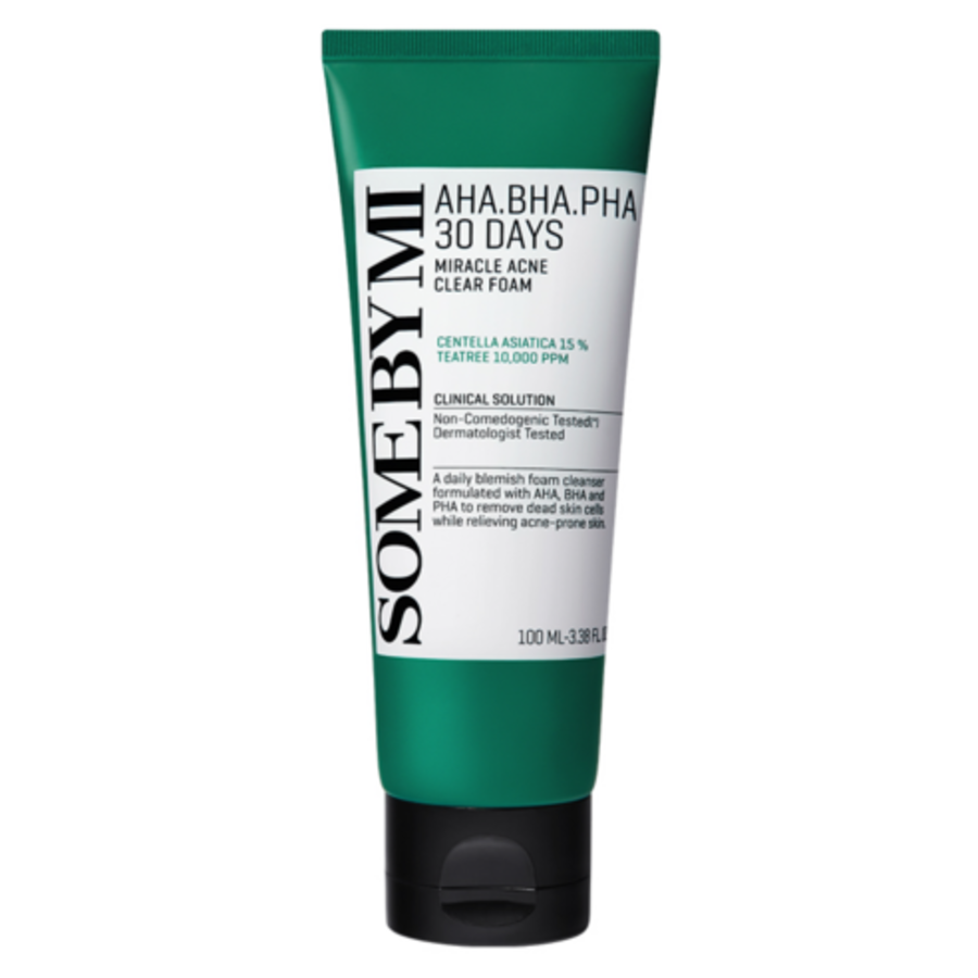 Очищающая пена для лица с кислотами Somebymi AHA BHA PHA 30 Days Miracle Acne Clear Foam, 100 мл