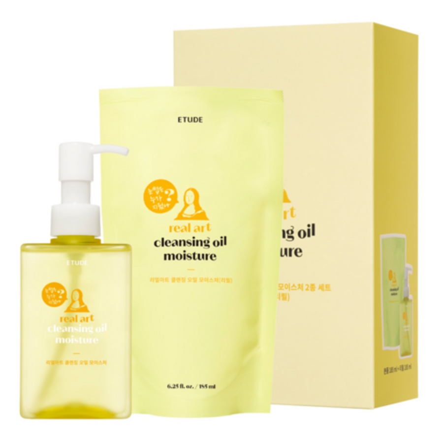 Очищающее масло Etude Real Art Cleansing Oil Moisture Основной продукт 185 мл + набор для заправки 185 мл, 1 комплект