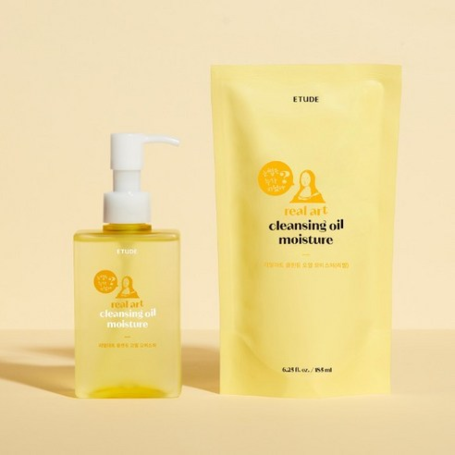 Очищающее масло Etude Real Art Cleansing Oil Moisture Основной продукт 185 мл + набор для заправки 185 мл, 1 комплект