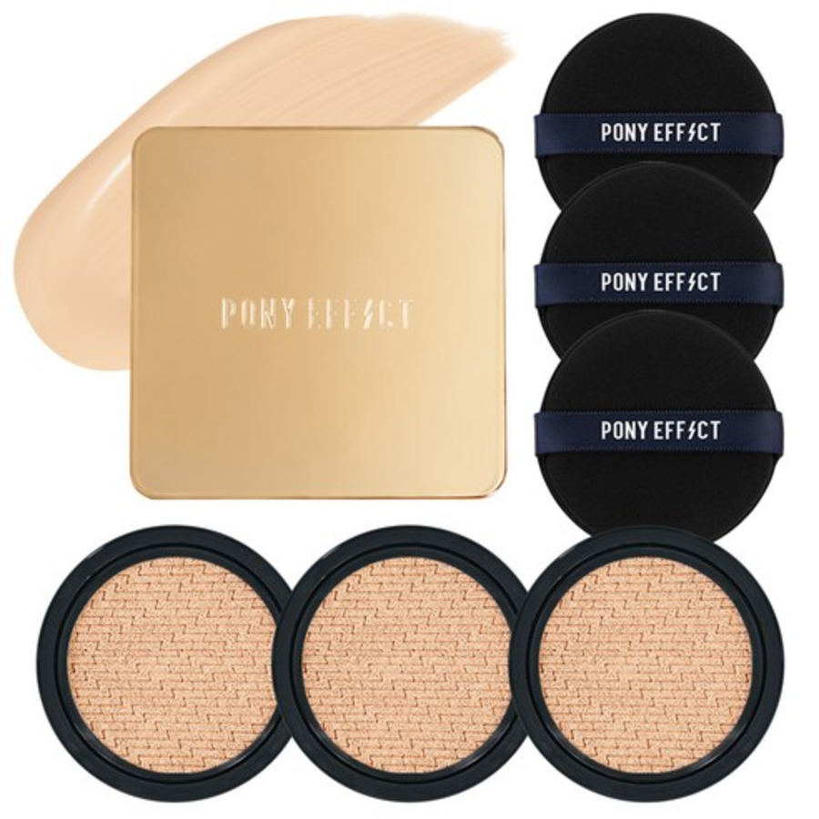 Тональный крем Cover Stay Cushion Foundation EX 15 г + сменный блок, набор из 2 шт., теплый оттенок № 21, натуральный оттенок для век, 1 набор