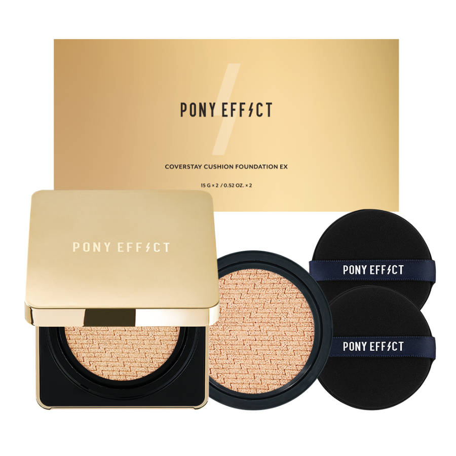 Pony Effect Cover Stay Cushion Foundation EX Основной продукт 15 г + сменный блок 15 г, Cool No. 21 Rose Ivory..., 1 набор