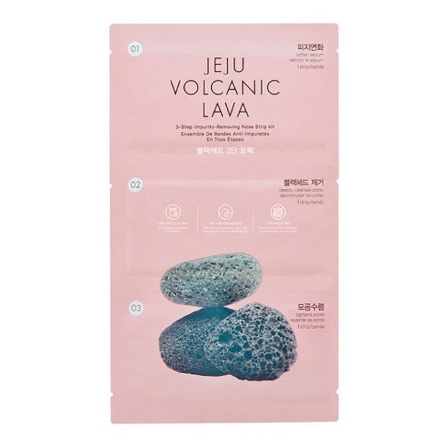 The Face Shop Jeju Volcanic Soil Blackhead 3-Ступенчатая маска для носа с вулканической почвой, 1 комплект