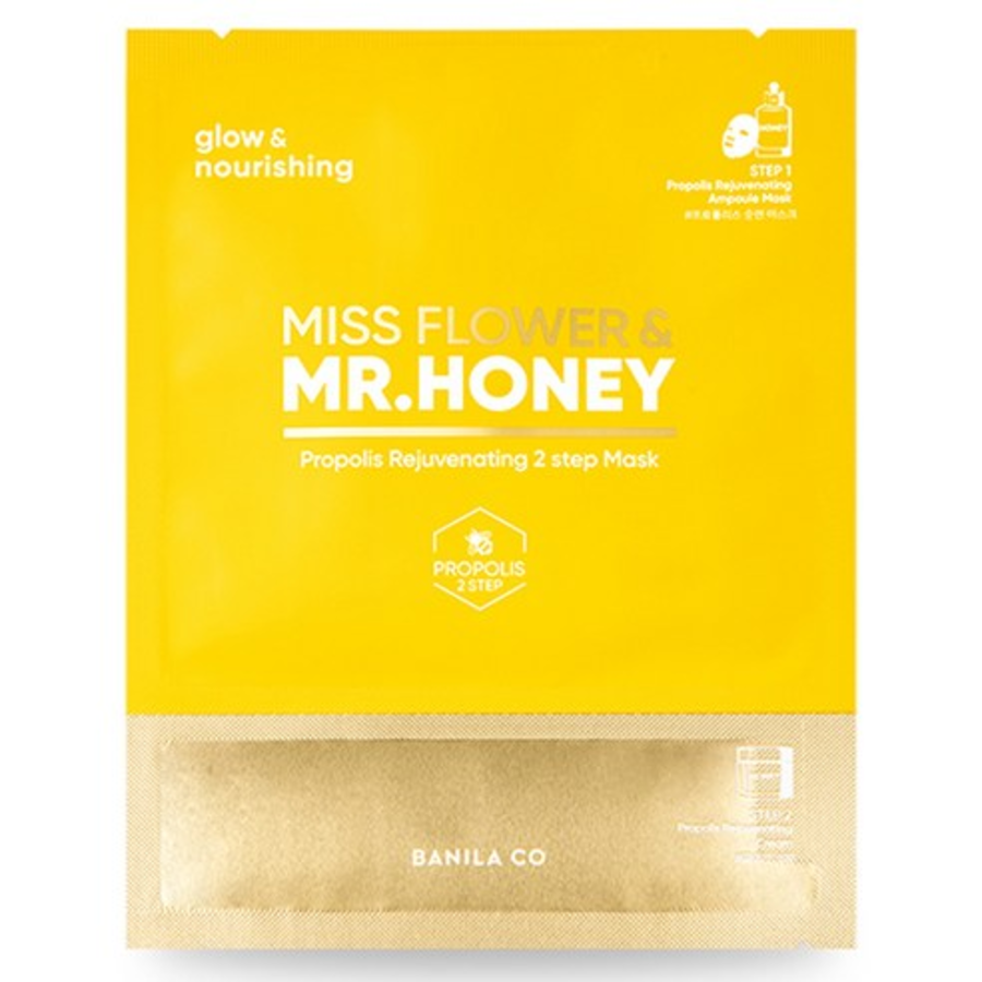 Двухэтапная омолаживающая маска BANILA CO Miss Flower & Mr. Honey с прополисом, 1 упаковка