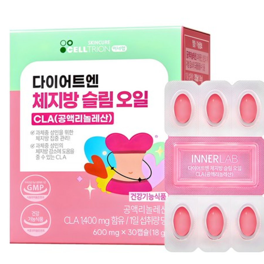 Диетические для похудения Inner Lab, Body Fat Slim Oil CLA, 30 таблеток