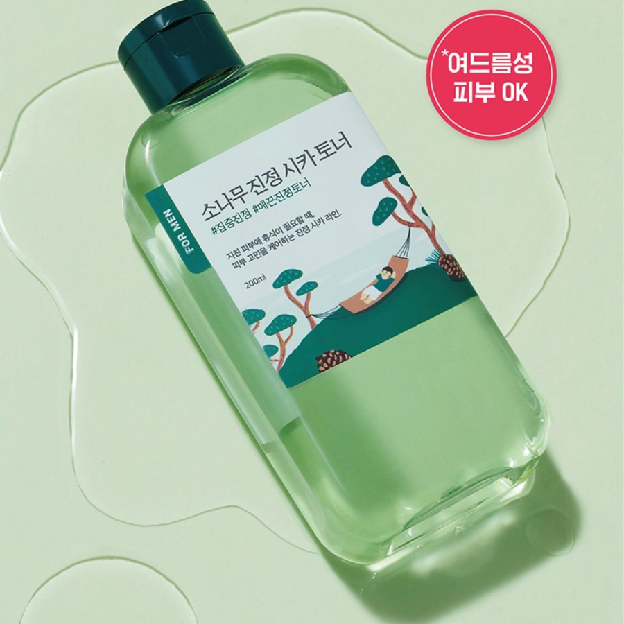 Round Lab For Men Pine Calming Cica Toner + Lotion Set – набор для мужчин с тоником и лосьоном сика, 1 комплект