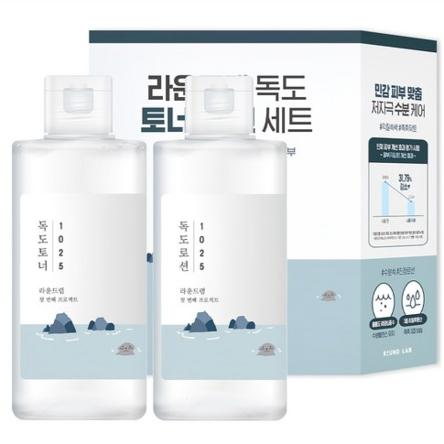 Round Lab 1025 Dokdo Toner 200ml + Lotion 200ml Set – увлажняющий набор тонер и лосьон, 1 комплект