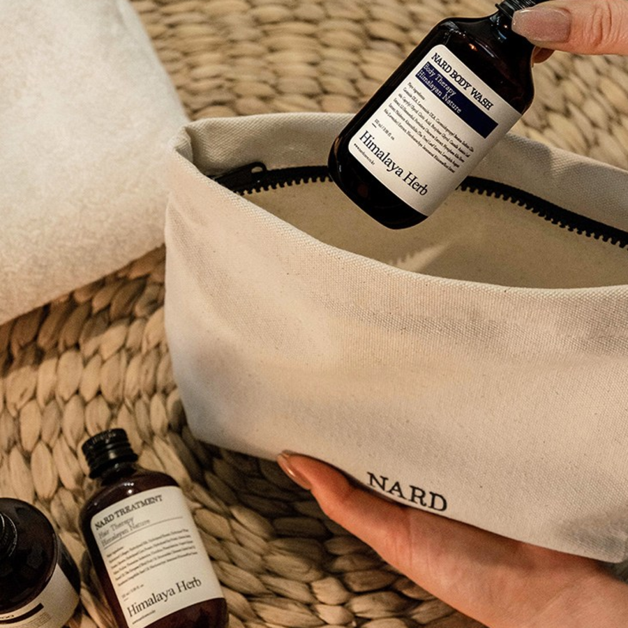 NARD Travel Kit 5 Items + Cotton Pouch – дорожный набор из 5 предметов с хлопковым чехлом, 1 комплект