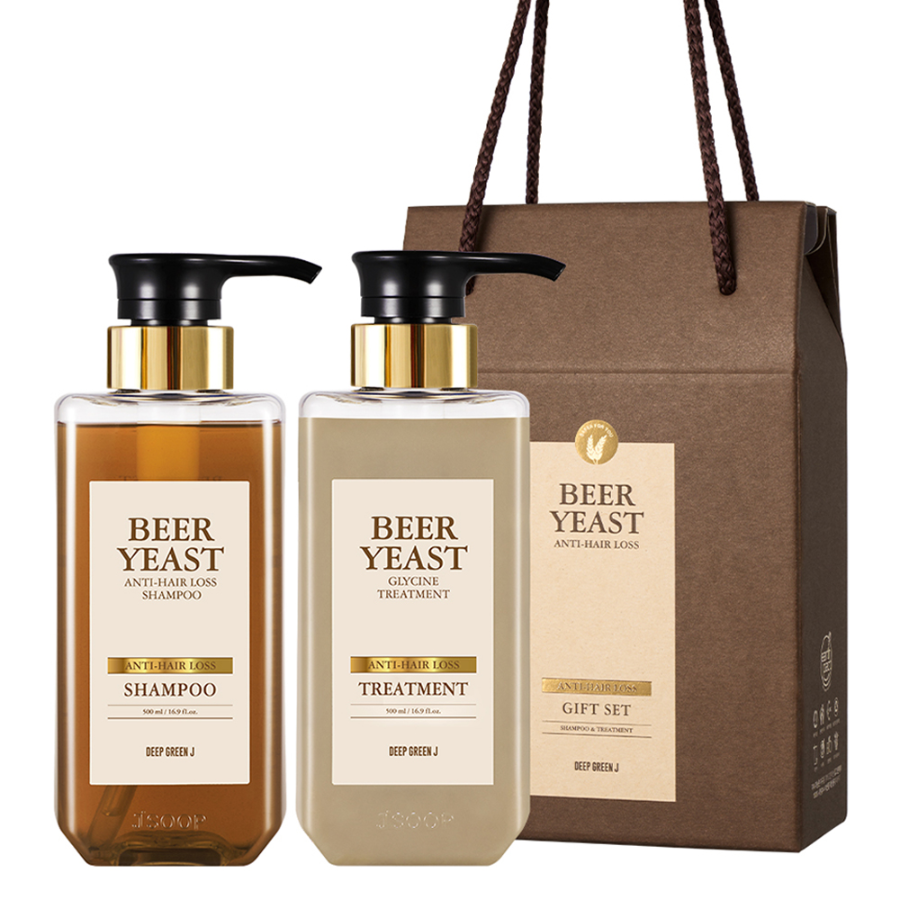 DEEP GREEN JAY JSOOP Brewer's Yeast Hair Loss Shampoo + Treatment Gift Set – подарочный набор из шампуня и кондиционера против выпадения волос с пивными дрожжами, 1 комплект