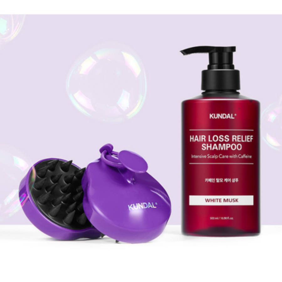 Массажная щетка для мытья головы Kundal, фиолетовая, 1 шт