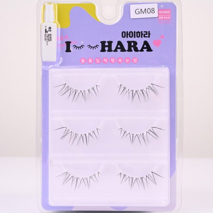 Ihara Petit Up Eyelashes GM08 6p + Glue Set – набор накладных ресниц с клеем, черный