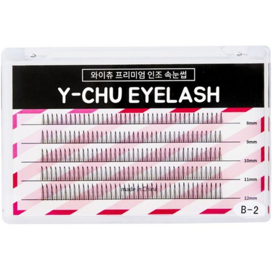 Why Chu Premium Cluster False Eyelashes – премиум накладные ресницы пучками, 10 мм, модель B-2-4, чёрные, 200 штук