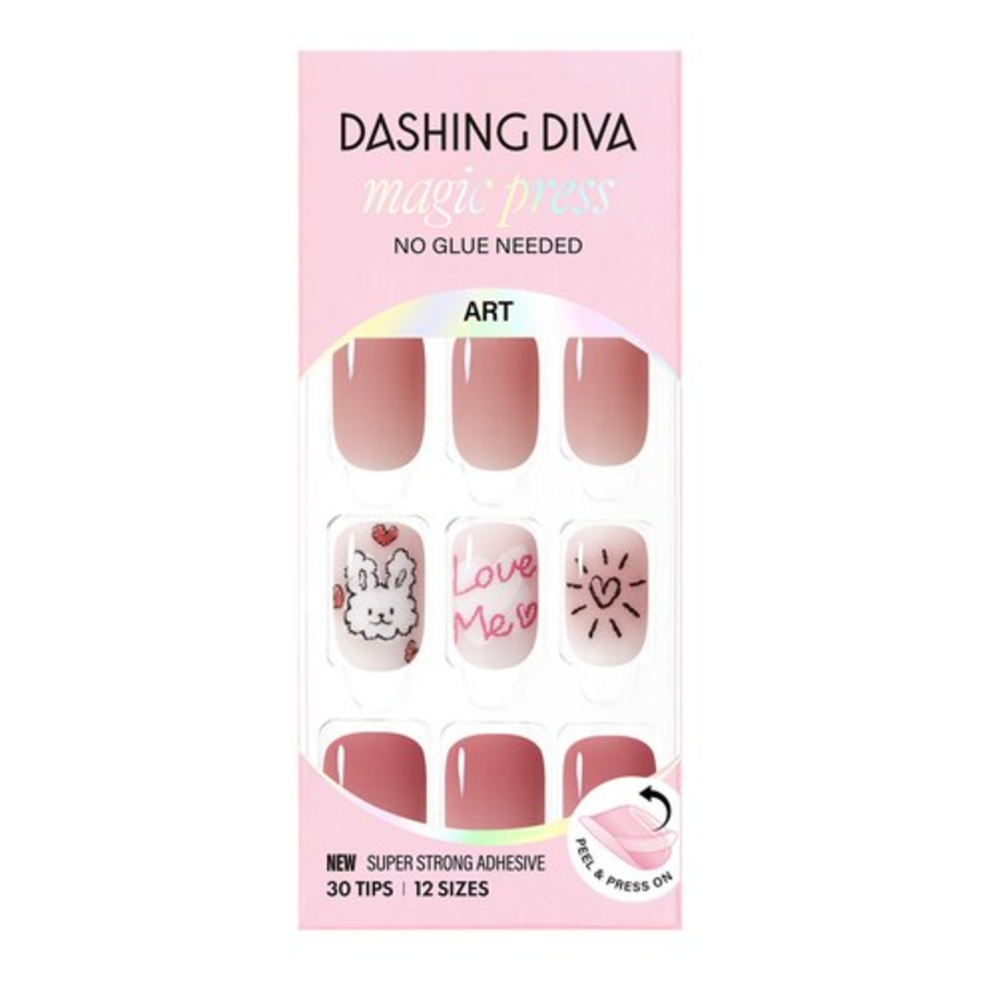 Dashing Diva Magic Press Nail Tip Regular Round, Love Rabbit – накладки для ногтей