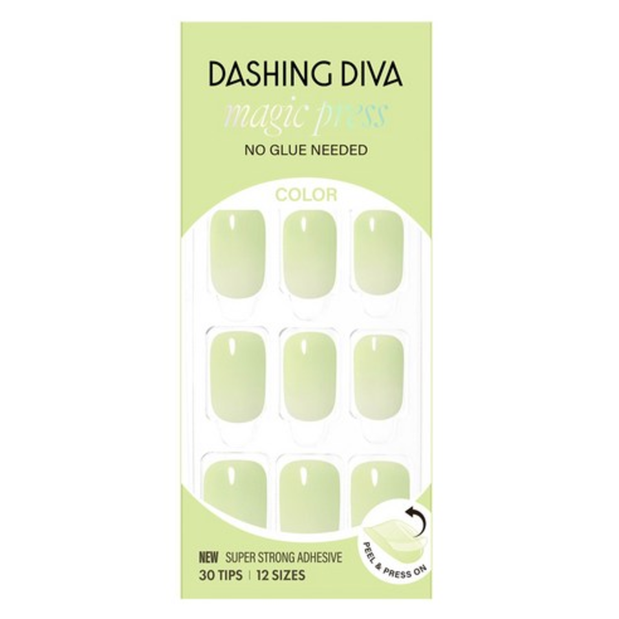 Dashing Diva Magic Press Joy Green Regular Round Nail Tip, Joy Green – накладки для ногтей