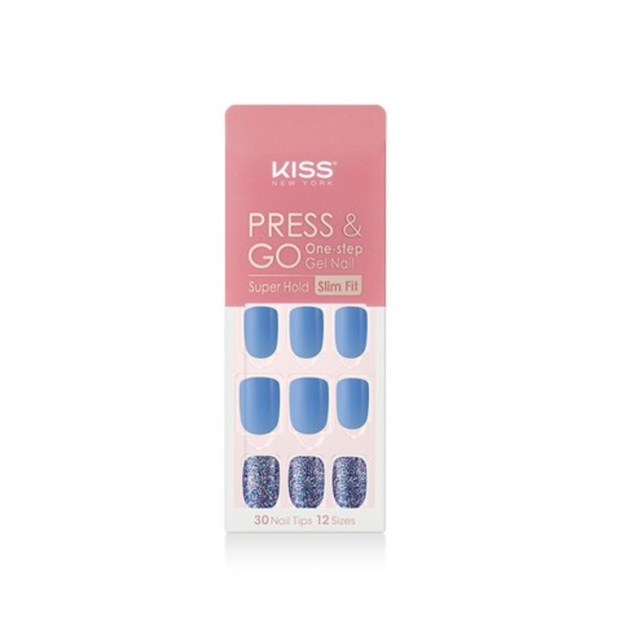 Kiss New York Press & Go Slim Fit Nail Tips, Hologram Blue – наклейки для ногтей